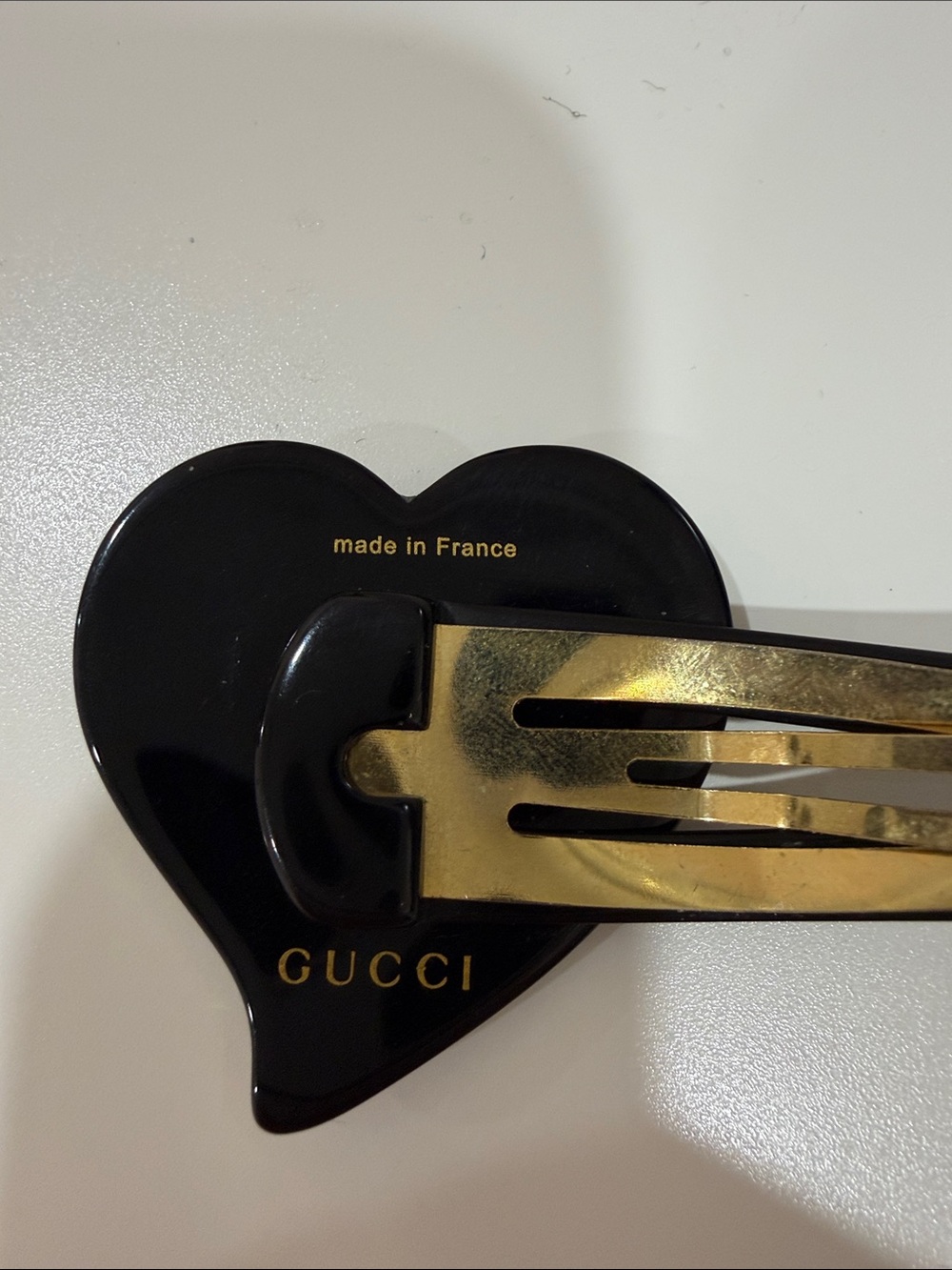 Gucci Crystal Heart Hair Clip - Silver Black - Picture 4 of 8